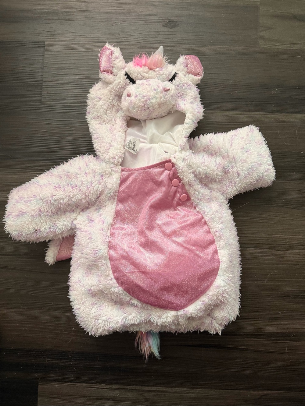 Pink Unicorn Plush Baby Costume Hoodie 12-18 months thick and warm